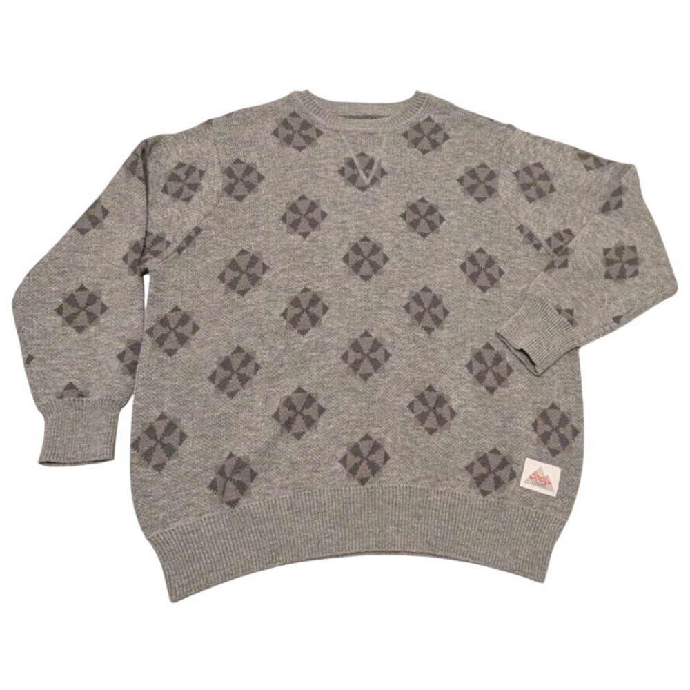 Coors Light Knit Sweater Mens XL Grey Geometric Diamond Pullover Excellent Promo